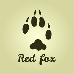 Fox tracks. Fox's paw. The red fox. Icon for hunters
