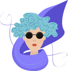 girl with glasses vector portrait