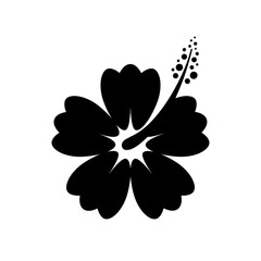Hibiscus black icon. Stylized flower isolated on white background. Best for seamless patterns, print, tattoo, web, logo creating and brand design.