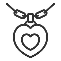 Obraz premium Brooch in the shape of a heart on a chain - icon, illustration on white background, outline style