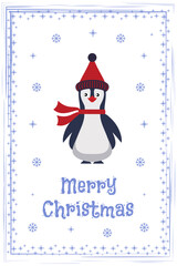 Christmas penguin. Illustration 1.