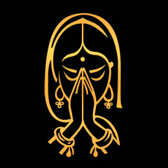 Namaste symbol png in golden embossed style, Namaste or namaskar is used as a respectful form of greeting, namaste monogram emblem - obrazy, fototapety, plakaty