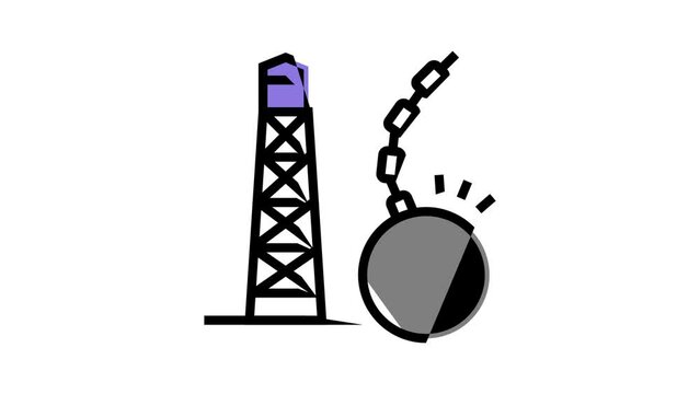 tower demolitions color icon animation