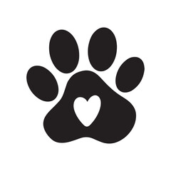 Silhouette of a cat's paw. Paw prints. A dog or cat puppy icon. A trace of a pet.