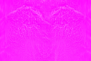 Fototapeta premium Defocus blurred transparent purple colored clear calm water surface texture with splashes and bubbles. Trendy abstract nature background. Water waves in sunlight with copy space. Pink watercolor shine