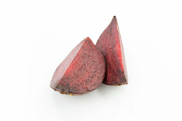 fresh red beetroot slices isolated on white background.