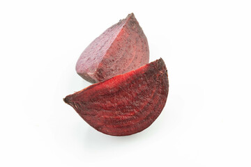 fresh red beetroot slices isolated on white background.