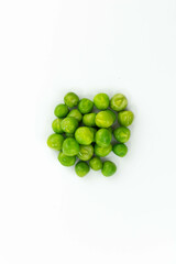 green peas isolated. fresh organic vegetables. top view
