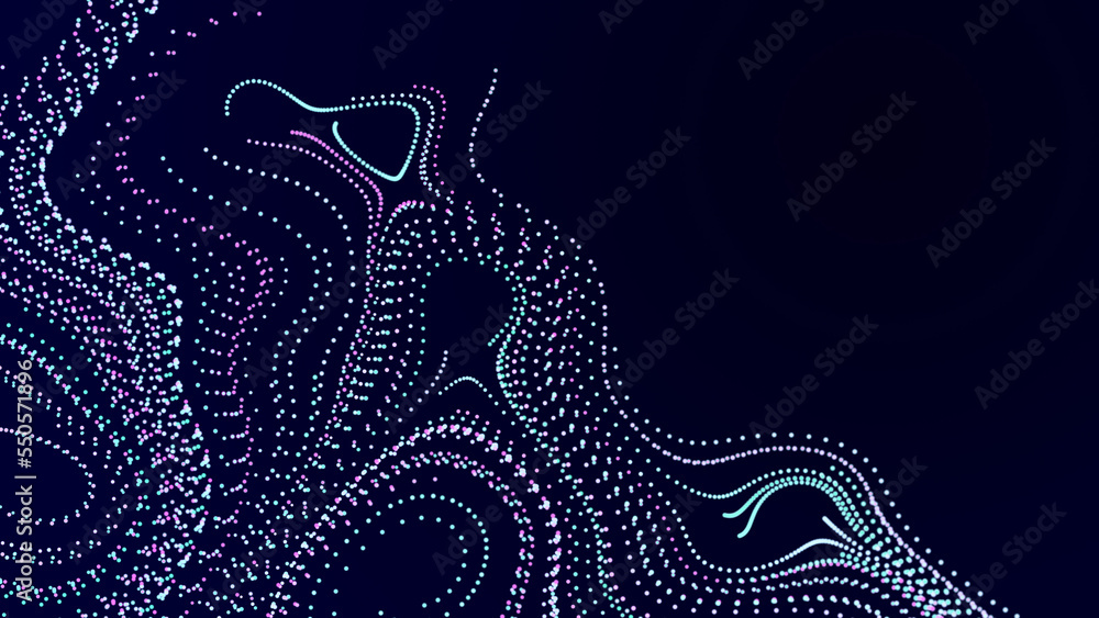 Poster abstract digital background from rounded colored lines. information flow space. big data visualizati