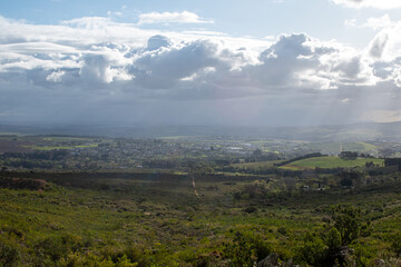 clouds over the landscape viewed from mountain top