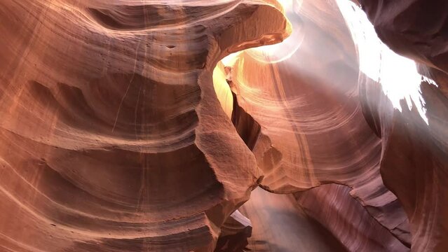 Sun rays filtering through Antelope Canyon