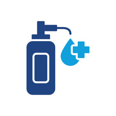 Hand Sanitizer Bottle Color Icon. Alcohol Disinfection Bottle with Pump Silhouette Icon. Sanitizer Gel or Antiseptic Liquid for Kill Bacteria, Fungi and Virus. Isolated Vector illustration