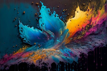 Fototapeta na wymiar Colorful rainbow type paint splatter