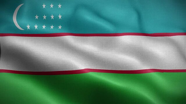 Flag of Uzbekistan fluttering in the wind