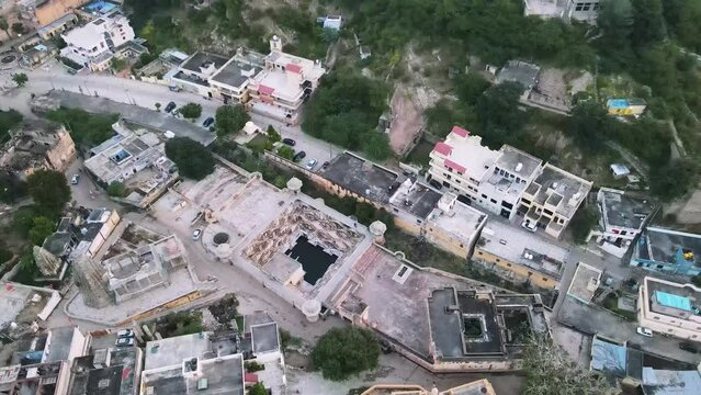 aerial view of panna meena ka kund in jaipur near amer fort Rajasthan main attraction for tourist at sunset