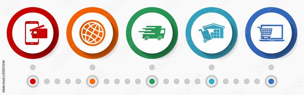Poster business vector icons, commerce flat design web button set, colorful infographic template