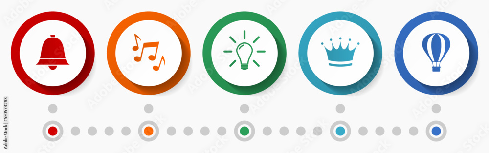 Poster web and internet vector icon set, flat design buttons, infographic template