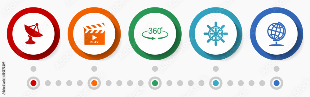 Poster Web and internet vector icon set, flat design buttons, infographic template