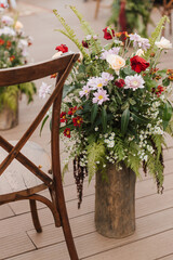 Beautiful bouquets and flower combinations for aisle decoration and special events like wedding ceremony and reception.