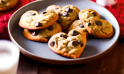 Heart-shaped chocolate cookies on Christmas