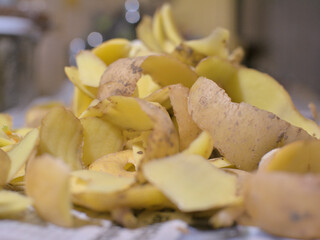 View of a pile of potato peelings