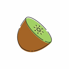 Kiwi flat line fruit icon illustration isolated logo.