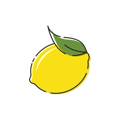 Lemon logo. Fresh lemon fruits on summer season. Summer fruit