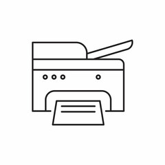 Printer thin line icon. Outline sign of office print. Photocopier linear pictogram with different stroke width.