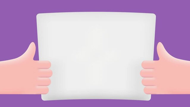 Animation, a cartoon hand holding a blank sheet of paper.
A blank for your design and text.