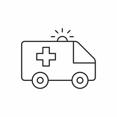 Ambulance emergency transport vehicle line icon