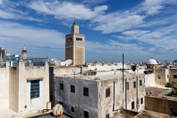 View of the Old Medina of Tunis, Unesco. Around 700 monuments, including palaces, mosques,...