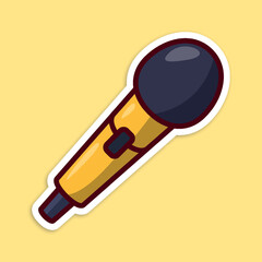 microphone, editable cartoon style sticker vector