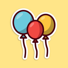 balloons, editable cartoon style sticker vector