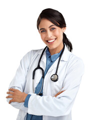 PNG Studio portrait of a confident young doctor posing against a isolated on a transparent png...