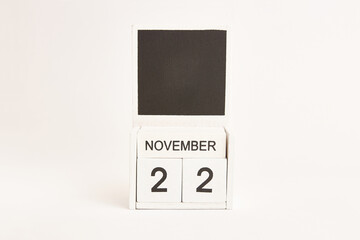 Calendar with date 22 November and space for designers. Illustration for an event of a certain date.