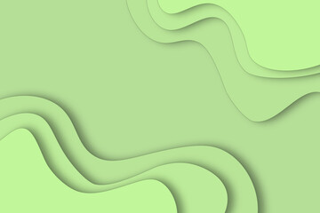 fresh green empty background with 3d paper cut wavy layers