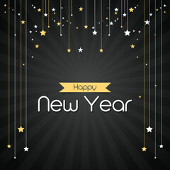 Simple minimalist new year banner design. Happy new year card with greeting inscription. 