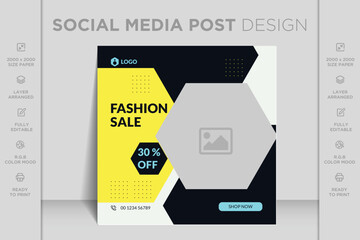 Facebook, Instagram and social media post web banner template for online fashion sale