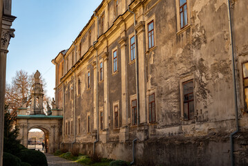 part of autumn
natural landscape with a view of space;
old street in the historical quarter