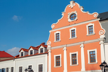 part of autumn
natural landscape with a view of space;
residential area with small houses in autumn in sunlight
