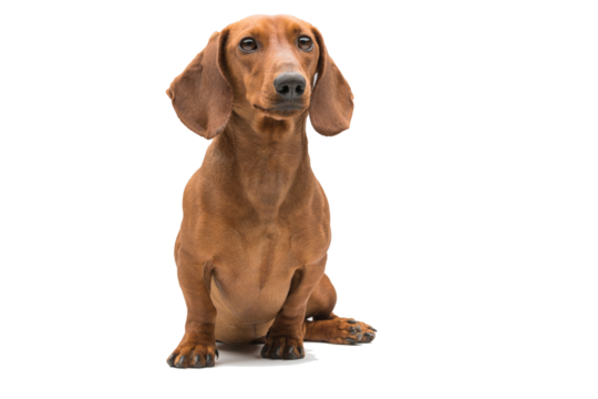 red dachshund dog isolated over white background.