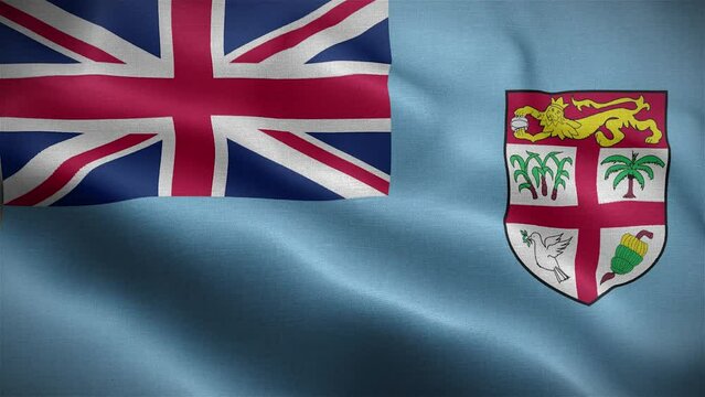 Flag of Island Fiji fluttering in the wind.