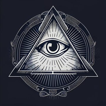 3d illustration of the illuminati logo over a grey background