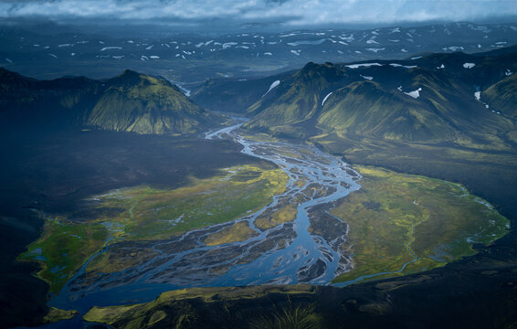 Wilderness from Above: A Stunning Aerial Photograph of Iceland's Breathtaking Highlands