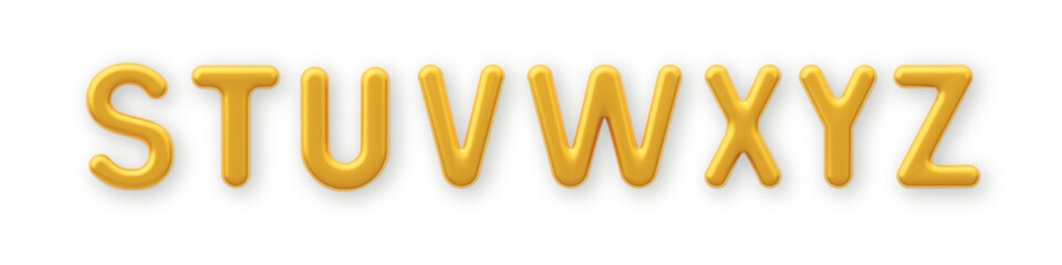 Fototapeta 3D Gold uppercase letters S, T, U, V, W, X, Y and Z on a white background. obraz