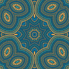 Fototapeta premium Ottoman ethnic geometric vector seamless ornament. Wallpaper print design. Modern boho pattern. Ceramic decor design. Star symmetry elements texture.