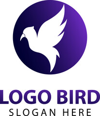 Web flying and silent blue bird logo, bird logo