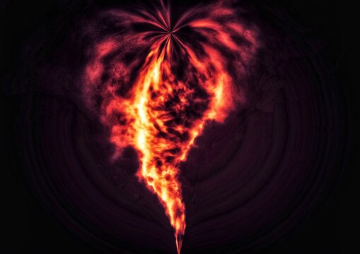 3d Illustration With Swirling Red Flames