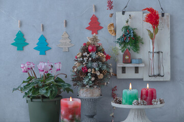 クリスマスのディスプレイとキャンドル