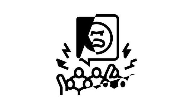 agression people line icon animation